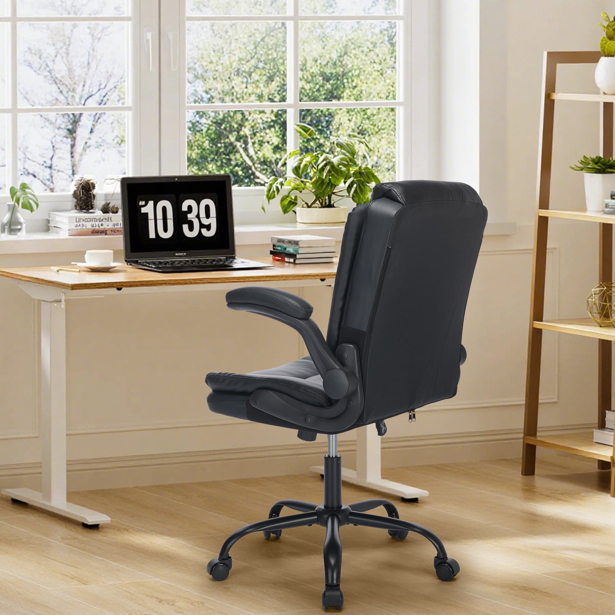 Fantasylab Executive Ergonomic 300LBS PU Leather Home Office Desk Chair, Computer Desk Chair with Adjustable Armrest,Black