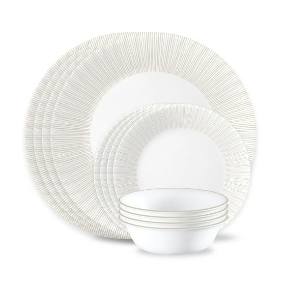 Corelle Hushed Lines 12-Piece Glass Dinnerware Set (Service for 4)