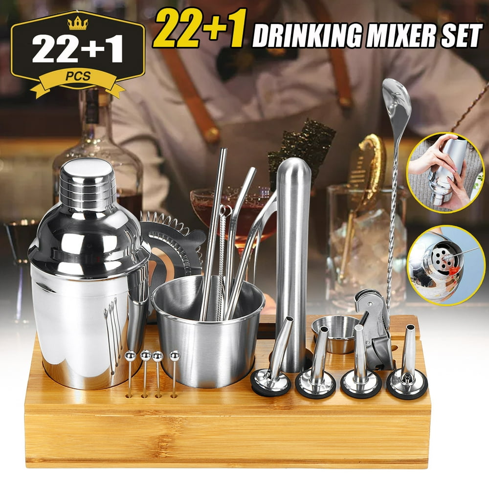 22+1Pcs Cocktail Set, Professional Shaker Mixer Maker Kit Stainless