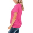 thumbnail image 5 of Hot Pink M WIZUTIZ Tops for Women Trendy up to 30% Off Flowy Holiday Beach Oversize Plus Tops Solid Cozy Style Crew Neck Tshirt Linen Ladies Tee Sports Trendy Shirts Work Out Short Sleeve Tshirts, 5 of 6