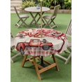 thumbnail image 3 of Outdoor Tablecloth with Umbrella Hole and Zipper, Valentine's Day Round Table Cloth 60 Inch Waterproof Tablecloth, Pink Love Balloons Trees Truck Plaid Beige Picnic Table Cover for Patio Camping, 3 of 7
