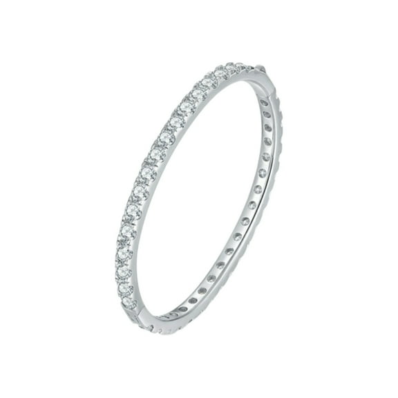 4MM Moissanite Bangle Bracelets for Women S925 Sterling Silver Bracelet D Color VVS1 Moissanite Bracelet Jewelry for Her Wife Girlfriend 6-7.5 Inch