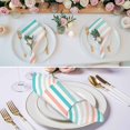 thumbnail image 2 of Aqua Teal Stripe Cloth Napkins, Geometric Grey White Vertical Striped Washable and Reusable Dinner Napkins Set of 8, Table Napkin for Kitchen Party Birthday Wedding Hotel Housewarming 20"x20", 2 of 8