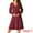 Wine Red, variant on DARING DIVA V Neck Long Sleeve Tie Waist Pleated A-Line Midi Dress S Wine Red