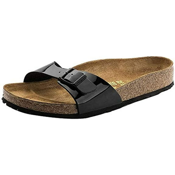 Birkenstock Womens Madrid Sandal Black Patent Birko-Flor Size 37 EU (6-6.5 M US Women)