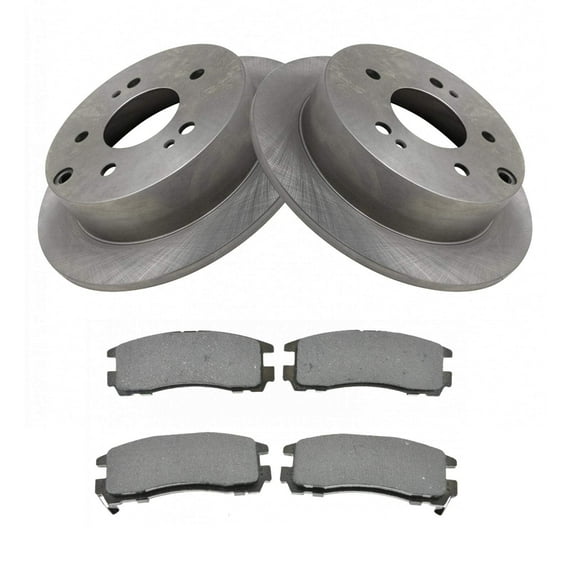 TRQ Rear Brake Pad & Rotor Kit Brake Pads Brake Rotor Semi-Metallic Fits Select 2006-2012 Mitsubishi Eclipse 2004-2012 Galant