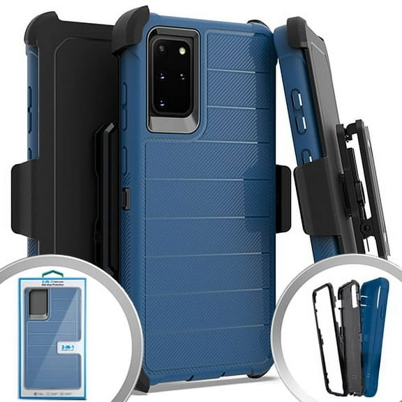 GSA Deluxe Textured Stripe Holster Case for Samsung Galaxy S20 Plus - Blue