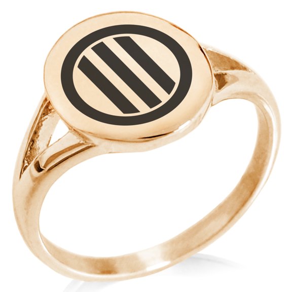 Stainless Steel Narita Samurai Crest Minimalist Oval Top Polished Statement Signet Ring