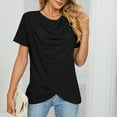 thumbnail image 2 of YYDGH Women's Cowl Neck Short Sleeve T Shirt Wrap Front Slit Casual Blouse Summer Solid Color Tops Black XXL, 2 of 7