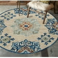 thumbnail image 2 of Elm & Oak Clio 4'10" Round Beige/Blue Medallion Handmade Wool Indoor Area Rug, 2 of 6