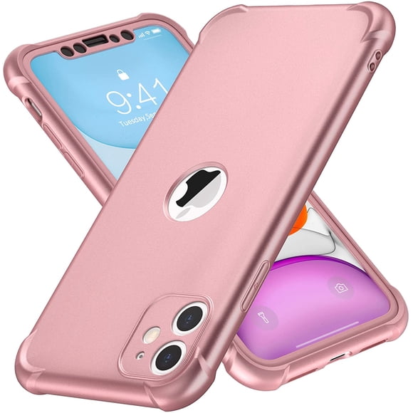 iPhone 11 Case,with [2 x Tempered Glass Screen Protector] ORETech 360° iPhone 11 Phone Case Silicone Shockproof Hard PC