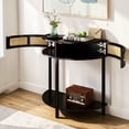 thumbnail image 3 of Hassch Modern Console Table, Small Half Moon Entryway Table with Storage, Behind Couch Table with Storage Shelf and 2 Doors for Living Room, Hallway, Foyer, Black, 3 of 10