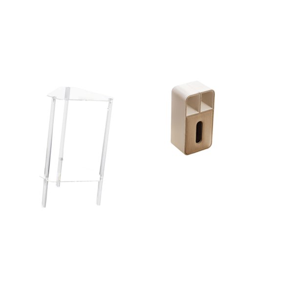 Mesita de noche,Mesa auxiliar de acrílico transparente,mesa auxiliar transparente de 2 niveles,caja de pañuelos,Funda para caja de pañuelos de cuero sintético para dormitorio,Caja de