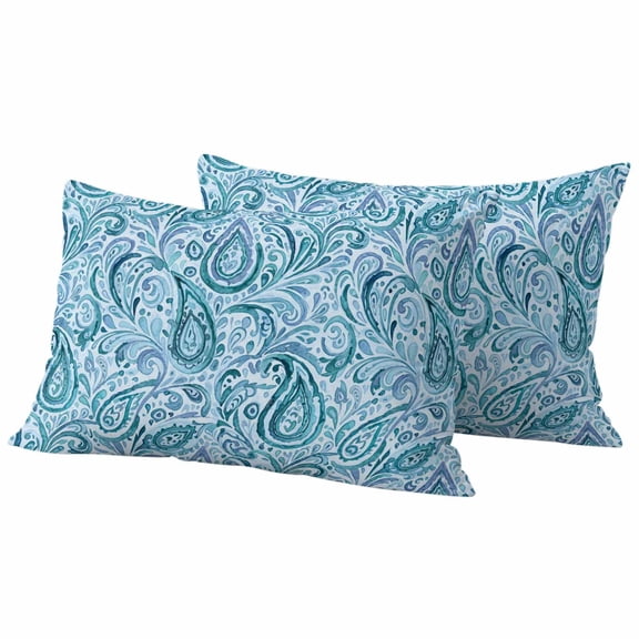 Outdoor Waterproof Throw Pillow Covers Set of 2 Boho Flower Decorative Pillowcases Lumbar Outdoor Pillows Cushion Case 20x12 Inch Blue Bohemian Art Patio Pillows for Couch Sofa Bed Garden