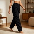 thumbnail image 4 of Noric Women's Plus Size High Waist Cargo Pants Loose Lightweight Casual Drawstring Workout Yoga Athletic Joggers with Pockets, 4 of 6