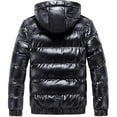 thumbnail image 3 of Verugu Men's Skiing Jackets Winter Warm Snow Coat Mountain Windbreaker Shiny Hooded Reflective Coats Men's Down Jackets Parka Outwear Soft Shell Raincoat Jackets Black M, 3 of 5