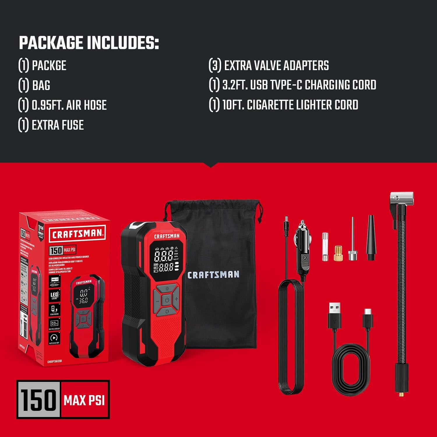 CRAFTSMAN Portable 12-volt Air Inflator (Power Source: Battery )