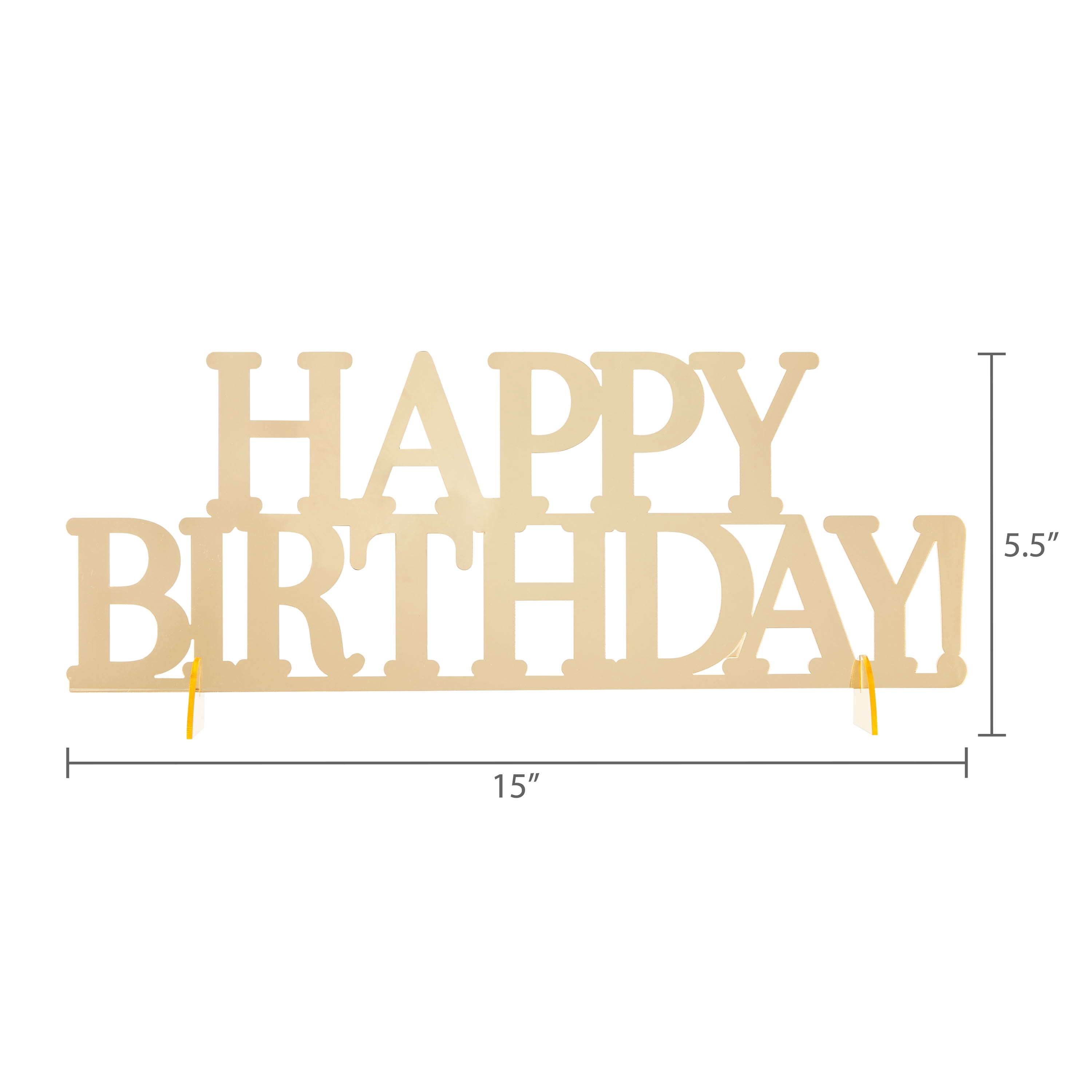 Gold Acrylic Happy Birthday Table Centerpiece, 5.5" x 14.88", by Way To Celebrate