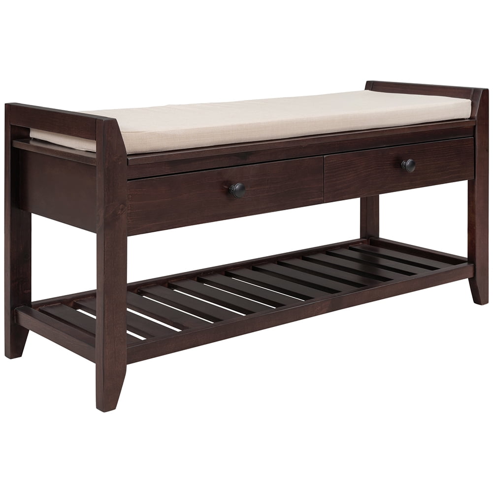 Lowestbest Shoe Rack with Cushioned Seat and Drawers, Multipurpose Entryway Storage Bench, Espresso Lowestbest Shoe Rack with Cushioned Seat and Drawers, Multipurpose Entryway Storage Bench, Espresso