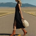 thumbnail image 4 of ChaoHeng Dresses for Women Maxi for 2026 Spaghetti Strap Sleeveless Flowy Solid Casual for Black M, 4 of 7