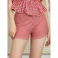 thumbnail image 3 of Biezeib Women's Plaid Shorts Casual Tight Fitted Elastic Waist Stretch Short Pants for Summer, 3 of 6