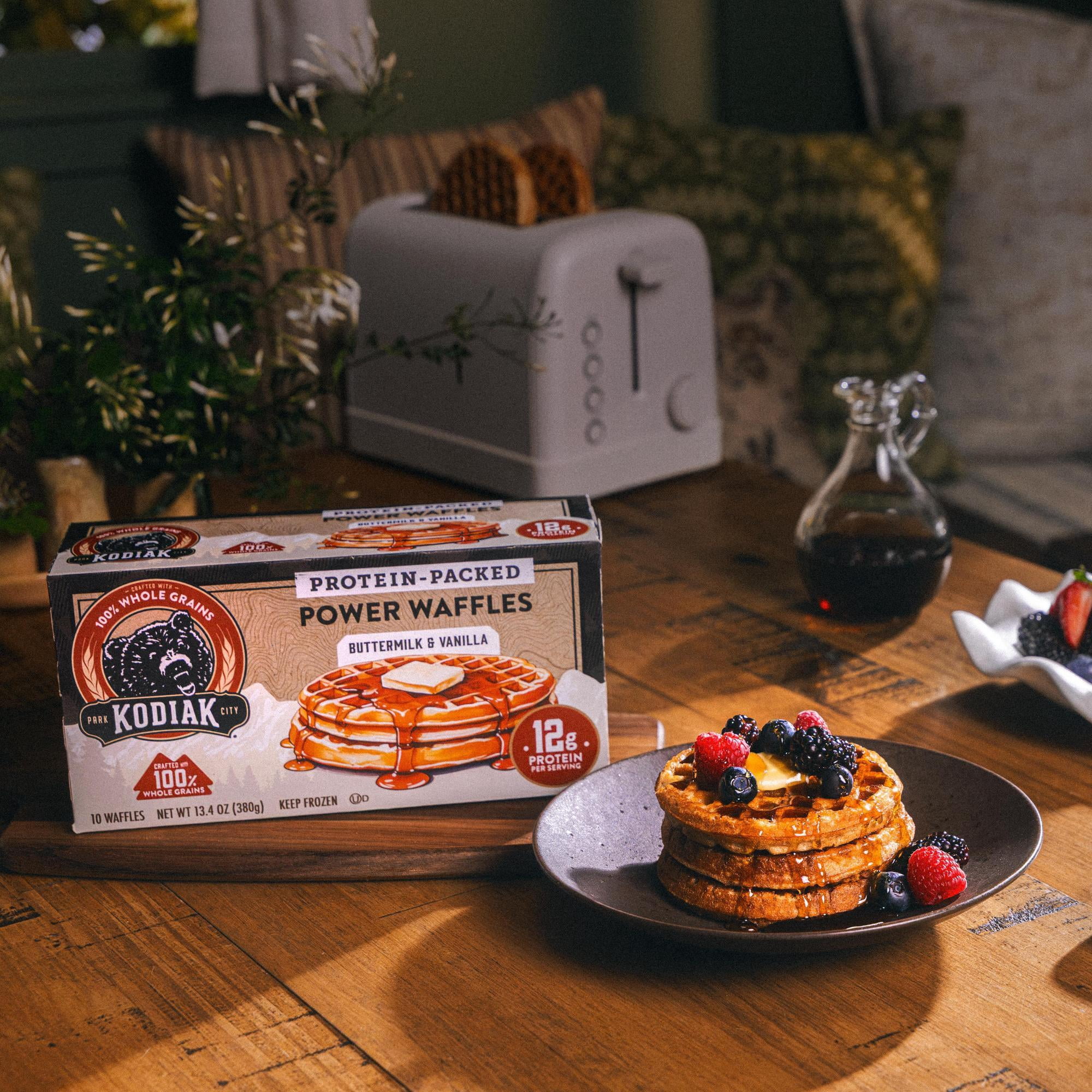 Kodiak Protein-Packed Buttermilk and Vanilla Power Waffles, 13.4 oz, 10 Count (Frozen)