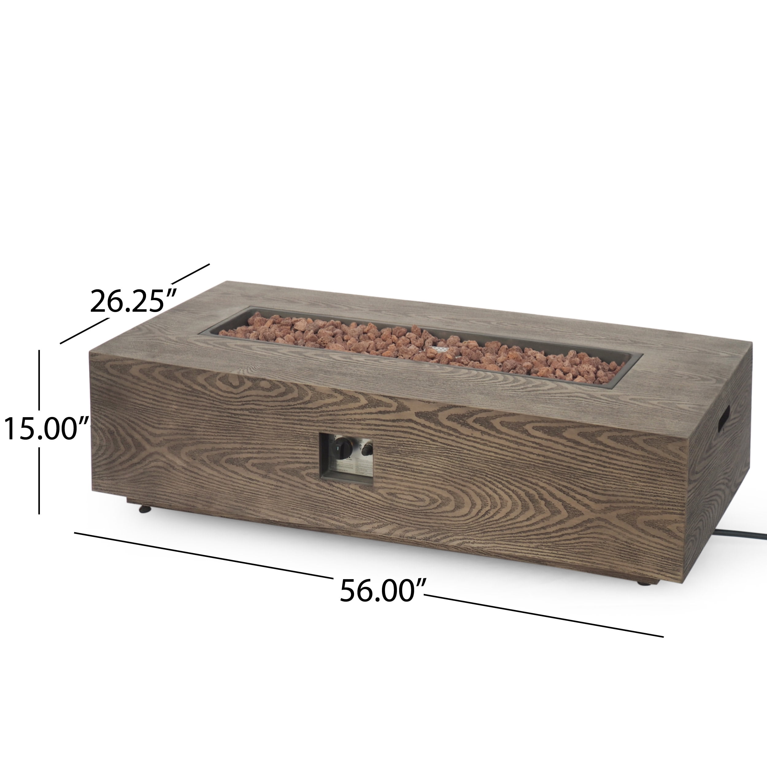 Mayfair Metal Outdoor 50,000 BTU Rectangular Fire Pit (No Tank Holder), Brown Wood Pattern