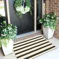 thumbnail image 5 of Front Door Mat, Black and Beige Striped Porch Rug, Outside Entrance Washable Doormat Indoor Outdoor Entry Rug Small Layered Rugs for Entryway Kitchen Front Porch Decor, 5 of 7