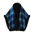 thumbnail image 2 of Fewfanhot Faux Fur Trim Cardigan Plaid Poncho Cape, Open Front Warm Reversible Wrap Shawl Coat for Fall Winter, 2 of 5
