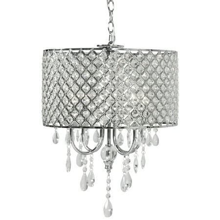 Best Choice Products Hanging 4-Light Crystal Beaded Glass Chandelier Pendant Ceiling Lamp Fixture for Foyer, Dining Room, Restaurant, Hotel - (Best Lighting Fixture Brands)