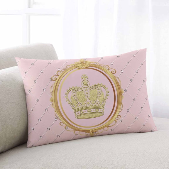 Golden Crown Standard Size Pillow Cover, Pillowcase Protectors with Zipper, Breathable Decorative Throw Pillow Case Cover, Pink Cartoon Funny Geometric Plaid Art Pillow Shams for Couch Sofa 20x26Inch