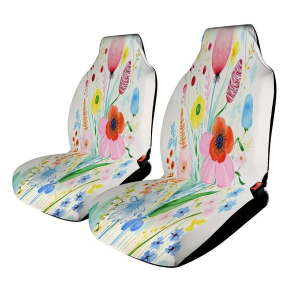 Colorful Watercolor Floral Bouquet Car Seat Covers Car Accessories Pack of 2 Universal Front Seat Protective Cover