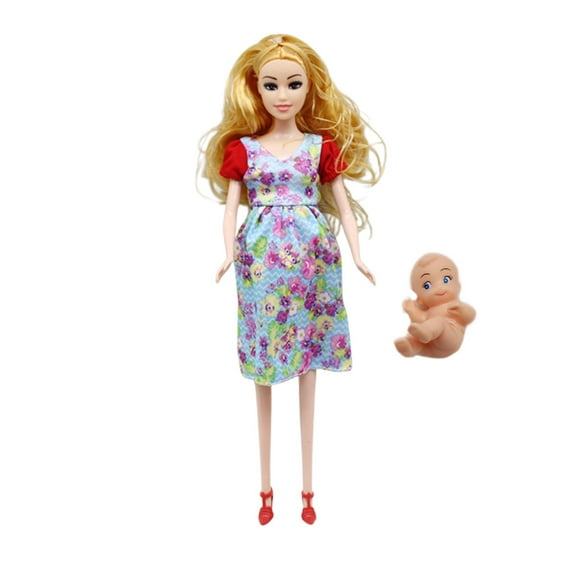 Muñeca sorpresa interactiva para mamá de 30 cm con barriga extraíble y bebé desmontable. Diversión para momentos de imaginación.