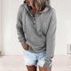 thumbnail image 3 of Sudadera con capucha con cordón para mujer Color sólido Algodón Estilo casual Manga larga Traje diario Hugtrwg Para estrenar, 3 of 7