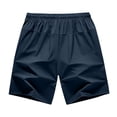 thumbnail image 4 of Nestiefly Men's Linerless Workout Elastic Waist Drawstring Shorts Quick Dry for Running Sports Athletic Gym with Zipper Pockets Dark Blue L, 4 of 6