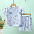 thumbnail image 2 of NIEWTR Baby Toddler Summer Pajamas Set Short Sleeve Shirt Paired with Comfy Shorts Breathable Lightweight for 6 12 18 24 Months 2T 3T(A-Blue,3-4 Years), 2 of 6