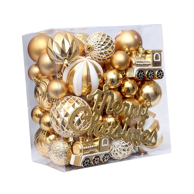 65 piezas de adornos navideños, decoración navideña, bolas de de Navidad portátiles duraderas, adornos para año Nuevo, centro comercial, Oro