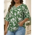 thumbnail image 3 of Oryer Womens Plus Size Tops V Neck 3/4 Bell Sleeve Womens Blouse, Trendy Tunic Summer Shirts for Women 1X-5X, 3 of 7