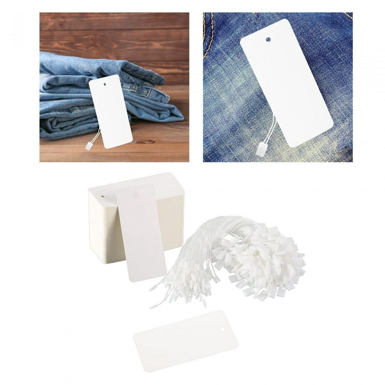 200PCS Price Tags with String Attached, Blank Labeling Tags, Price Labels  Display Tags, Marking Tags Writable Tags, Display Label, Clothing Tags  White 
