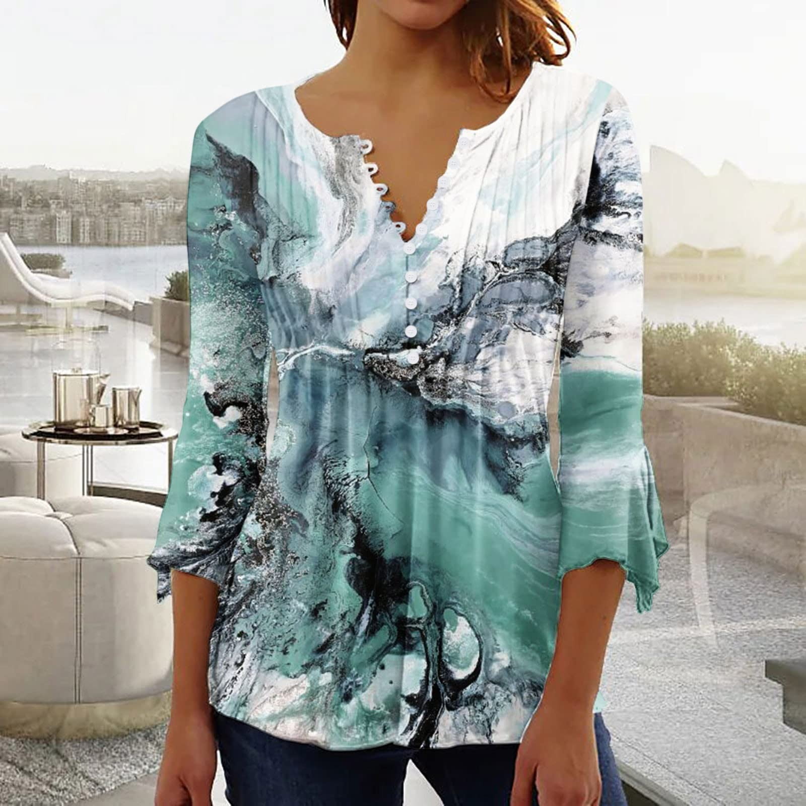 Hanas Womens Summer Tops Floral Print Blouses Neck Casual Boho for Women Short Sleeve Loose T Shirt - Walmart.com