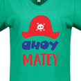 thumbnail image 4 of Inktastic Ahoy Matey, Pirate Hat, Skull and Bones - Red Blue Women's V-Neck T-Shirt, 4 of 5