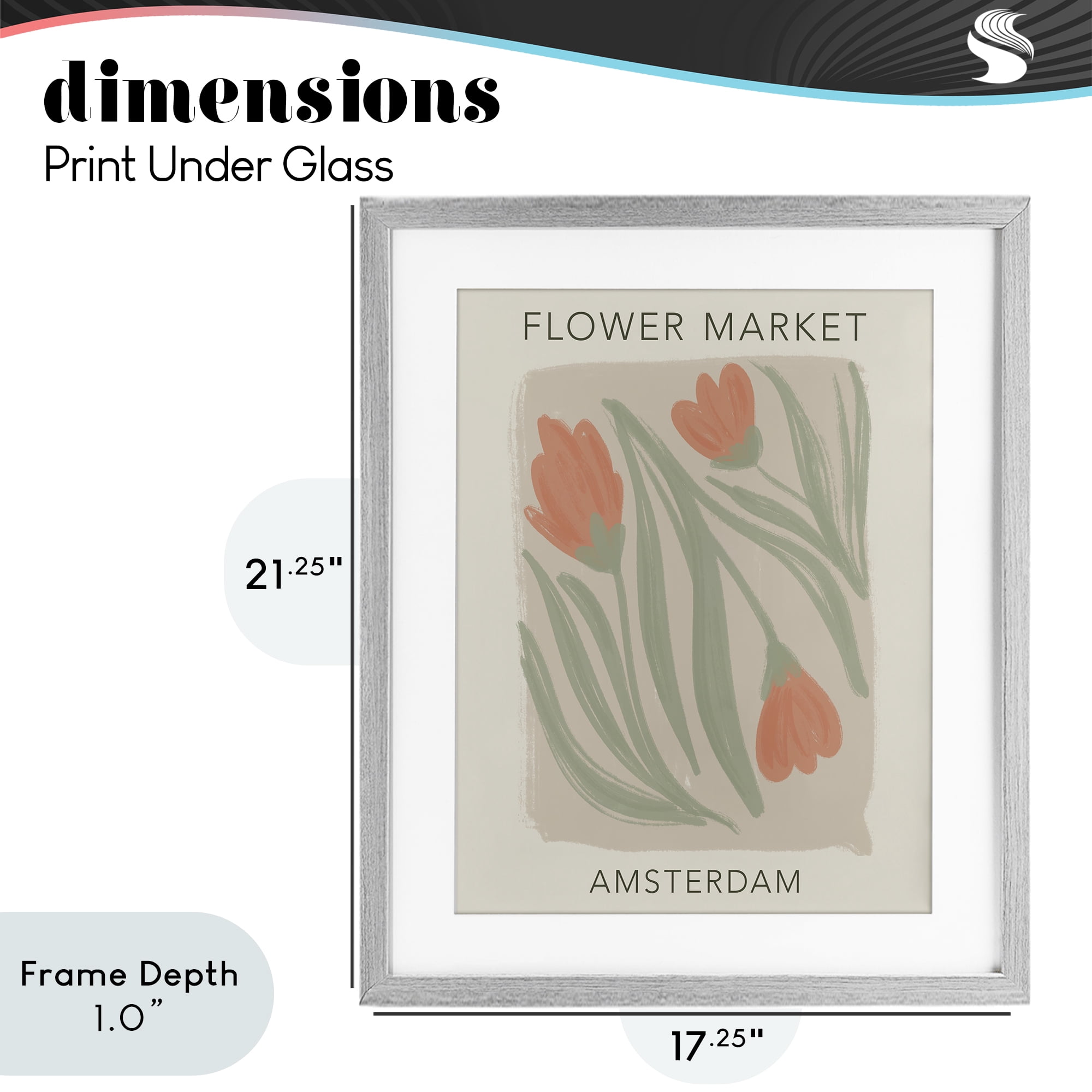 Stupell Industries Soft Amsterdam Flower Market Gray Framed Print Under Glass, design by Lucille Price