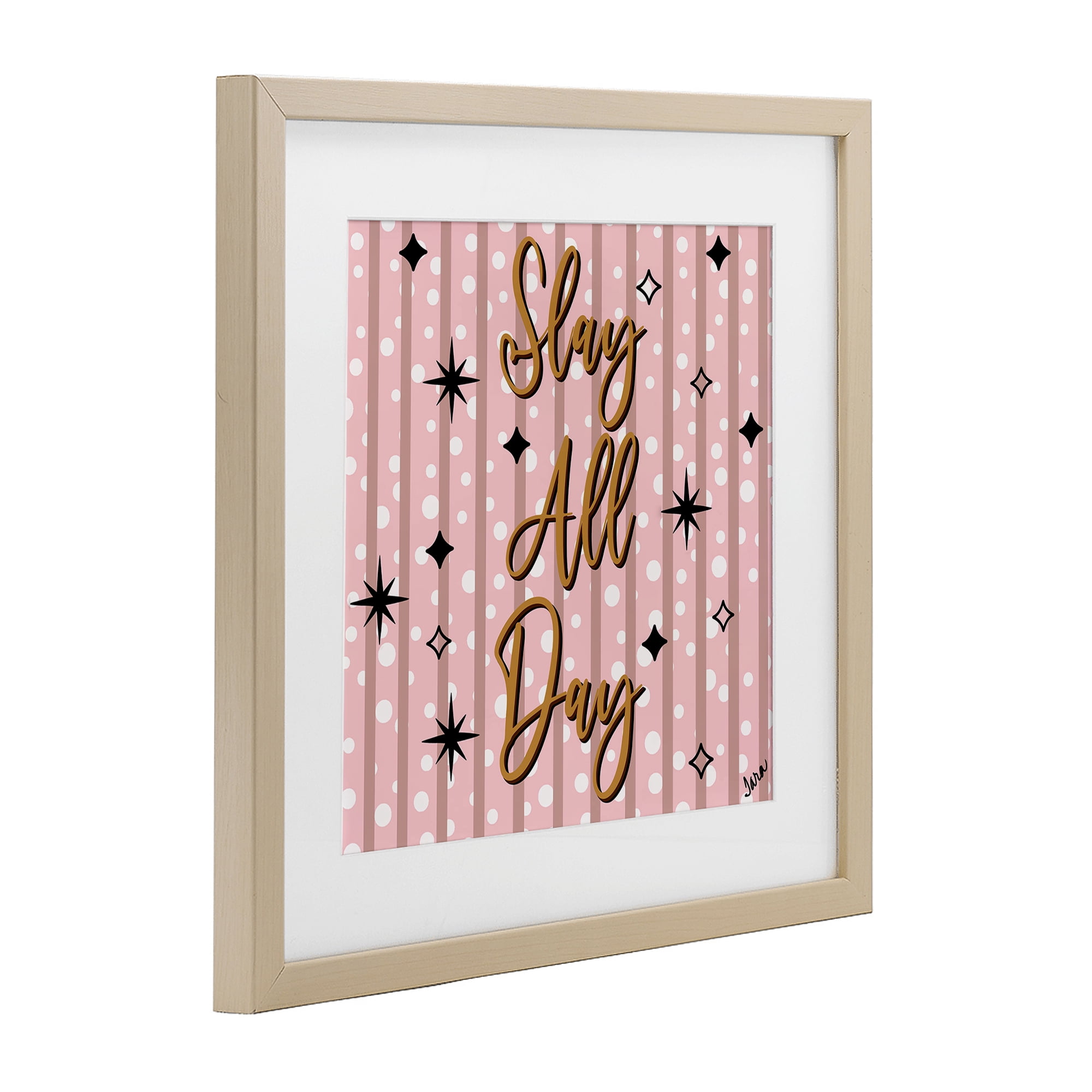 Stupell Industries Slay All Day with Sparkle Pattern Birch Framed Print Under Glass, design by Tara Boone