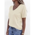 thumbnail image 4 of PRETTYGARDEN Womens Short Sleeve Sweater V Neck Trendy Pullover Tops Summer Spring Loose Lightweight Casual Blouse, 4 of 10