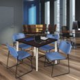 thumbnail image 2 of Regency Kahlo 42 in. Square Breakroom Table- Mocha Walnut Top, Chrome Base & 4 Zeng Stack Chairs- Blue, 2 of 8