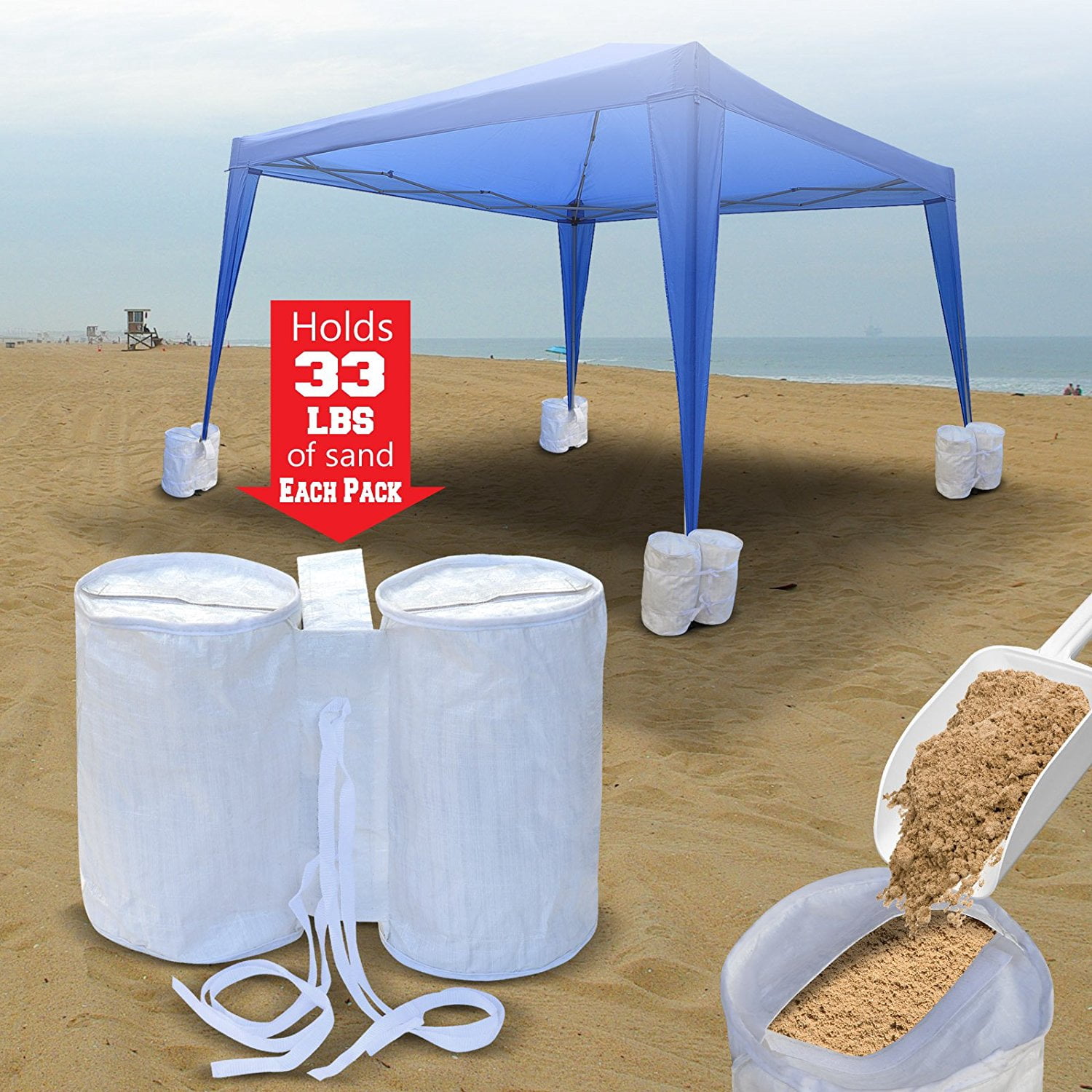 Sunrise Umbrella 22 lbs White Sand Bag Outdoor Canopy Weights (4 Count)