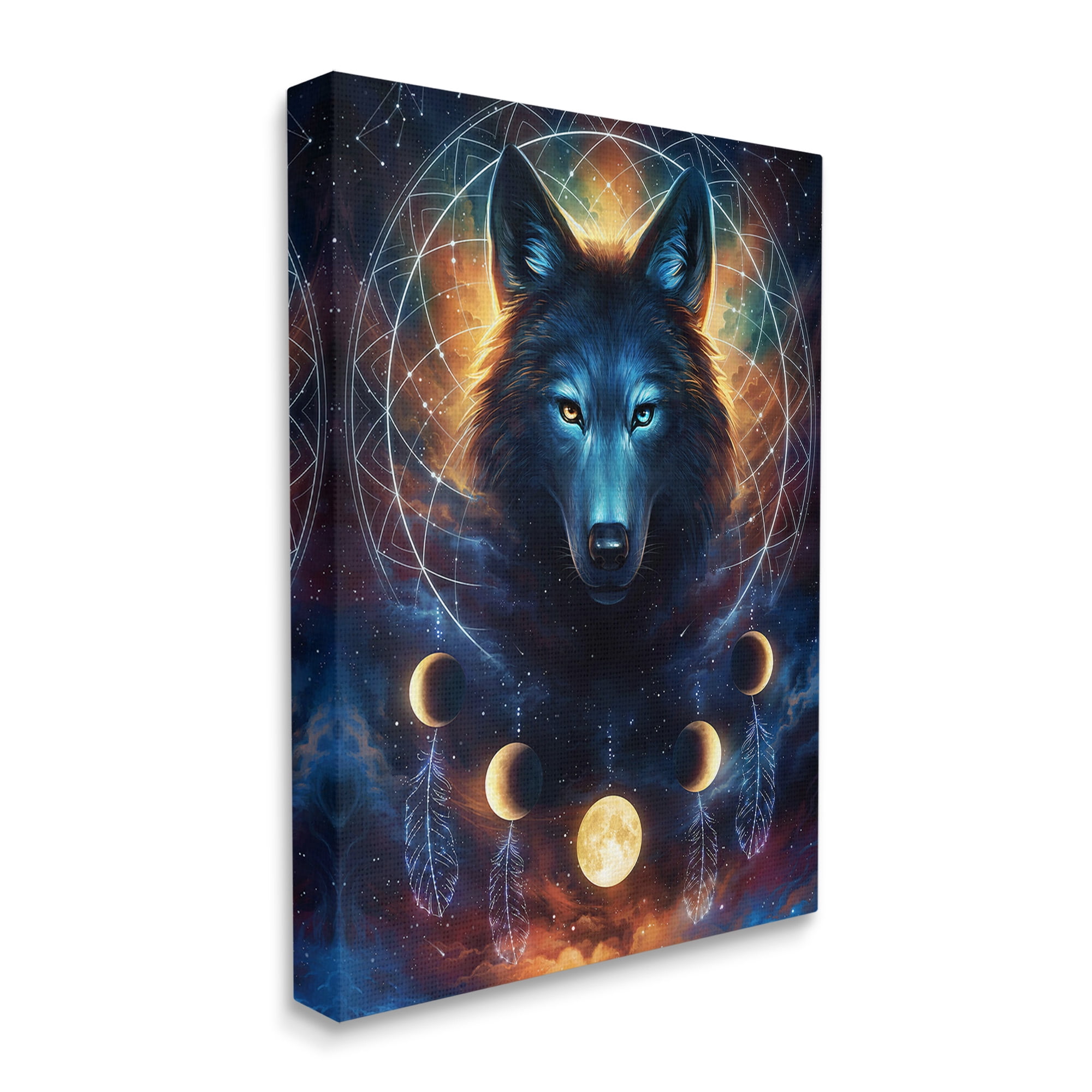 Stupell Industries Lunar Wolf & Galaxy Animals & Insects Painting Gallery Wrapped Canvas Art Print Wall Art, 16 x 20