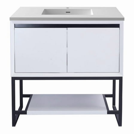 Laviva Alto 36" Wood Cabinet with VIVA Stone Countertop in Matte White