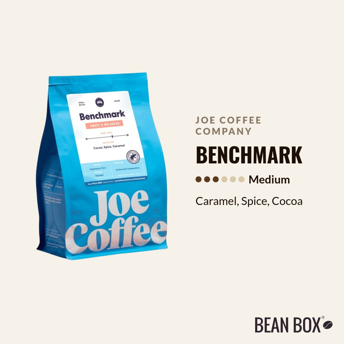 Benchmark - Roasted by Joe Coffee Company - Whole Bean Coffee - 12oz Bag