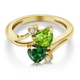 thumbnail image 3 of Gem Stone King 18K Yellow Gold Plated Silver Green Peridot Green Nano Emerald Ring for Women (1.54 Cttw, Heart Shape 6MM, Gemstone August Birthstone, Size 5), 3 of 6